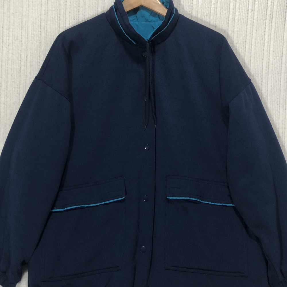 British Mist Reversible Jacket Navy Teal Windbreaker Mens Medium Vintage 90s